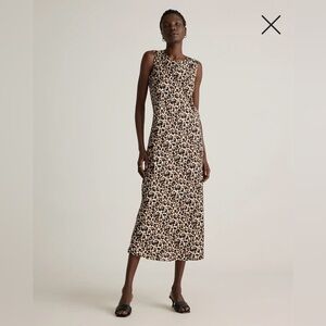 Quince NEW Mulberry silk midi dress sz M leopard print high neck tank NWT